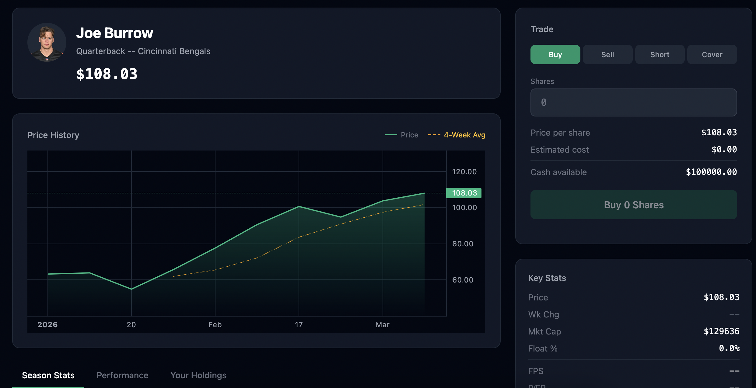 Endzone Portfolio app screenshot